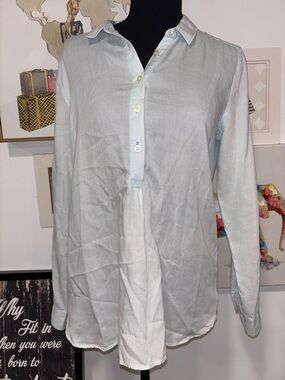 LOFT Pale Blue Long-Sleeve Button Down Shirt